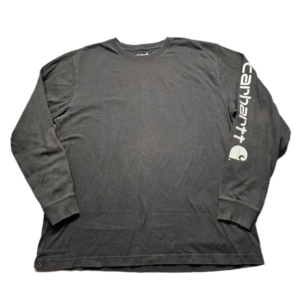 Carhartt T-Shirt Mens Large Black Loose Fit Long Sleeve Crew Neck Pullover Tee